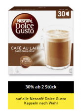 30% Rabatt auf das Nescafé Dolce Gusto Kaffeekapselsortiment bei Coop und coop@home (ab 2 Packungen)