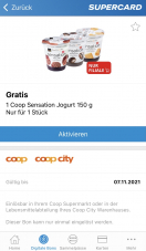 Gratis Sensation Jogurt in der Supercard App