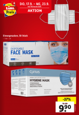 Einwegmasken (50 Stück) bei Lidl zum Aktionspreis und weitere Aktionen