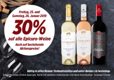 30% auf Epicuro Weine bei Denner (nur Freitag und Samstag)