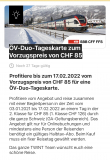 TWINT Aktion: OV-Duo-Tageskarte zumVorzugspreis von CHF 85.-
