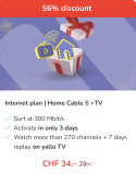 HAPPY BIRTHDAY YALLO: Internet + TV für CHF 34.-/Monat, Internet Only für CHF 29.-/Monat