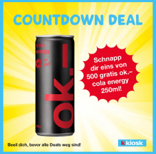 kkiosk – Schnapp dir eins von 500 gratis ok.- cola energy 250ml