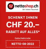 NETTOSHOP - 20 Franken Rabatt ab 200 Franken Bestellwert - Gültig bis 31.12.2022