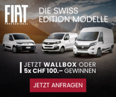 FIAT Professional Swiss Edition Modelle Probe fahren oder Angebot anfragen und Wallbox oder 5x CHF 100.- Tankgutscheine gewinnen!