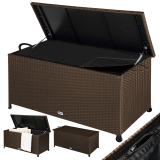 Gartenbox Polyrattan Braun (117x53x60cm) mit Griffen & Rollen bei deubaxxl