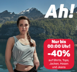 Nur bis Mitternacht - 40% Rabatt auf Shirts, Tops, Jacken, Hosen & Jeans bei Ackermann, z.B. Lonsdale Jogginghose, Radlerhosen etc.