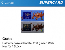 Gratis 1 Halba Schokoladentafel 200g nach Wahl in der Coop Supercard-App