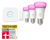 Galaxus - Philips Hue - White & Color Ambiance E27 3er Starter Set 1100 lm + Dimmer Starterset