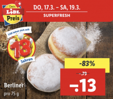 Berliner für 13 Rappen bei Lidl