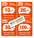 *DO IT + Garden*: verschiedene Gutscheine kumulierbar (bis zu CHF 160.- Rabatt bei einem Einkauf von 500.-)