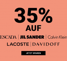 35% auf Escada, Jil Sander, Calvin Klein, Lacoste und Davidoff sowie 20% auf Hugo Boss bei Import Parfumerie
