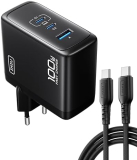 2 Stück INIU USB C Ladegerät, 100W 3-Port Laptop Schnellladegerät mit USB C Kabel