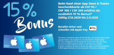 Zusätzlich 15% Bonus auf App Store & iTunes Geschenkkarte (ab CHF 50) bei Aldi