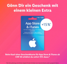 Zusätzlich 15% Bonus auf App Store & iTunes Geschenkkarte (ab CHF 50) bei Lidl