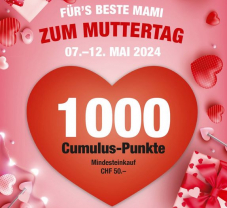 1000 Cumulus-Punkte erhalten Sie beim Kauf von mindestens 50 CHF bei Do it + Garden Migros - gültig bis zum 12. Mai.
