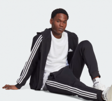 Essentials 3-Streifen Kapuzenjacke grau & schwarz bei Adidas
