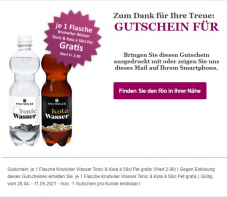 1 Flasche Knutwiler Wasser Tonic & Kola gratis für NL-Abonnenten beim Rio Getränkemarkt