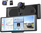 Krunia 9,26″ Drahtloses Tragbarer Car Play Display mit 4K-Front- & HD-Rückfahr-Dual-Dashcam/64GB-Karte/Bluetooth 5.0/Sprachst./GPS/FM