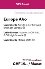 Lebara – Europe Abo jetzt für CHF 19 anstatt CHF 39 im Monat, unlimitierte Anrufe in der Schweiz und nach Europa