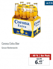 [Lidl Sa. 27.10] 6 x Corona Extra für 6.45 CHF (anstatt 12.79 CHF)