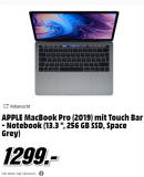 APPLE MacBook Pro (2019) mit Touch Bar - (13.3 „, 256 GB SSD, i5, 8 GB RAM, Space Grey)
