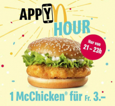 McChicken bei McDonald’s heute von 21 bis 23 Uhr für CHF 3.-