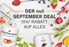15% auf alles bei nu3 ab einem Bestellwert von CHF 60.-, z.B. nu3 Bio Kokosöl für CHF 7.57 statt CHF 8.90
