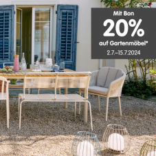 micasa Gutschein für 20% Rabatt auf Gartenmöbel, z.B. Schweizer Möbel von Schaffner