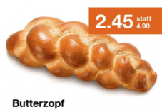 Heute Sonntag (24.3.2019) Butterzopf (500g) mit 50% Rabatt bei migrolino