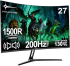 Minifire Gaming Full-HD-Monitor 27″ Curved -200Hz, VA Panel mit 130% sRGB, für PS5/PC, inkl. HDMI-Kabel