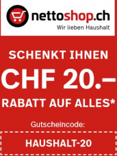 Nettoshop CHF 20.- ab CHF 200.- bis 30.04.2022 gültig