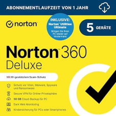 Norton 360 Deluxe inkl. Utilities Ultimate 2025 | 5 Geräte | 1 Jahr | 13.96 CHF