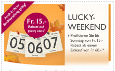 Fr. 15.- Rabatt Gutschein (Mindesteinkaufswert: Fr. 60.-) bei Orell Füssli