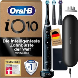 Oral-B iO Series 10 E-Zahnbürste, inkl. 3 Ersatzbürstenköpfe, iOSense, Lade-Reiseetui, 7 Reinigungsmodi für Zahnpflege, Schwarz