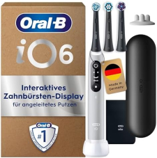 Oral-B iO Series 6 Plus Edition Elektrische Zahnbürste, inkl. 3 Ersatzbürstenköpfen, 5 Reinigungsmodi für Zahnpflege, Reiseetui