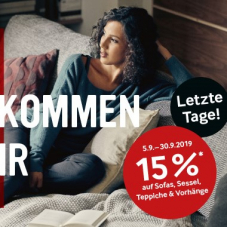 15% auf Sofas, Sessel, Teppiche und mehr bei Möbel Pfister