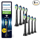 Philips Sonicare W2 Optimal White Original Replacement Brush Heads, Black, Pack of 8, HX6068/88