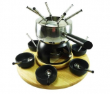 TECHMANIA – Rotel Fondue-Set 14-teilig – schwarz Ideal für Fondue Bourguignonne/Fondue Chinoise