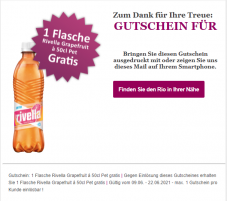 1 Flasche Rivella Grapefruit gratis für NL-Abonnenten beim Rio Getränkemarkt