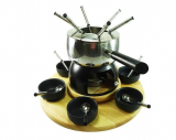 Rotel Fondue-Set 14-teilig – schwarz Ideal für Fondue Bourguignonne/Fondue Chinoise