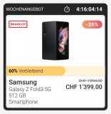 Bestpreis: Samsung Galaxy Z Fold3 5G 512 GB black mit 26% Rabatt