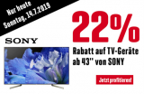 Nur heute 22% Rabatt auf Sony TV ab 43″ bei Interdiscount