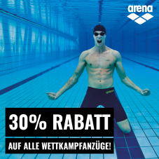 30% Rabatt auf alle Wettkampfartikel bei Arena Swimming