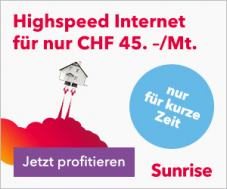 Jedes Internetabo von Sunrise z.B. 1 Gbit/s für CHF 45.-/Monat während 12 Monaten (Neukunden)