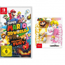 Super Mario 3D World & Bowser’s Fury + amiibo Mario & Peach Katzen-Figuren bei Amazon.de
