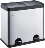 Svita T2X24 Treteimer, 48 Liter, 2 x 24 Liter, Edelstahl Abfalleimer mit Schubfächern zur Mülltrennung