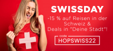 Swissday bei DeinDeal: 15% auf Reisen in der Schweiz und Deals in „Deine Stadt“