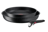 Tefal Ingenio Black Stone Set, 1 Bratpfanne und 1 Topf 24-28 cm, Schwarz - L39990