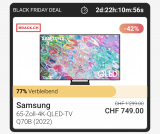 Samsung 65″ TV 4K QLED 2022 zum super Preis bei Twint